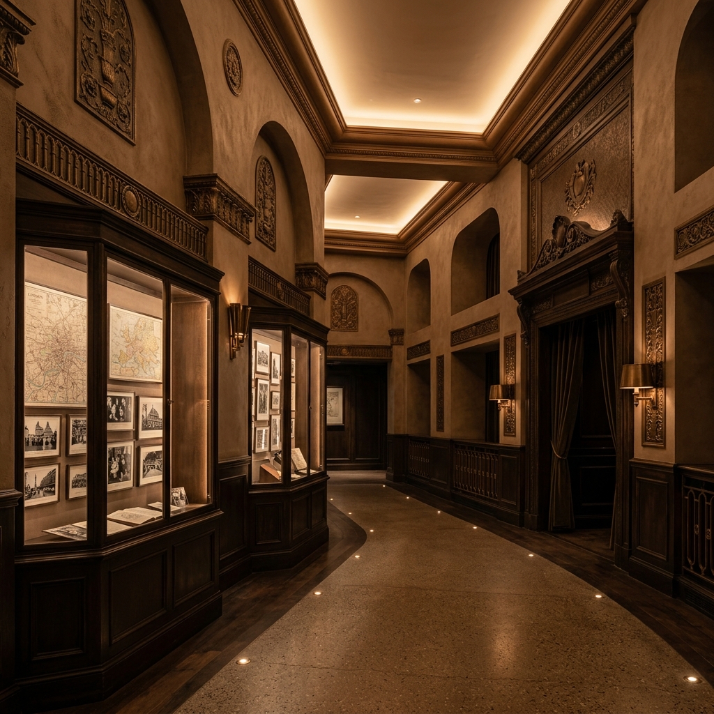 Saklı Salonlar (Hidden Salons) museum exhibition setup reconstruction featuring cinema archival materials.